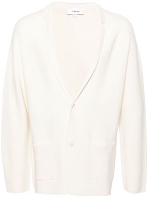 Lardini notched-collar wool-blend cardigan - White