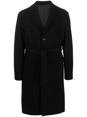 Lardini notched-lapel belted trench coat - Black