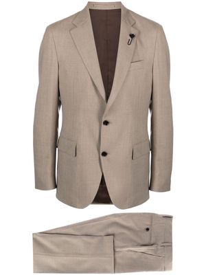 Lardini notched-lapels wool-blend blazer - Brown