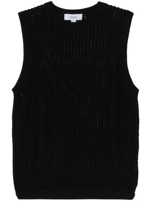 Lardini open-knit cotton vest - Black