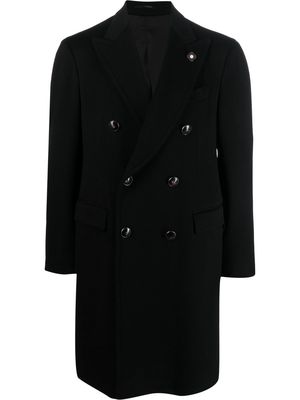 Lardini peak-lapels double-breasted coat - Black