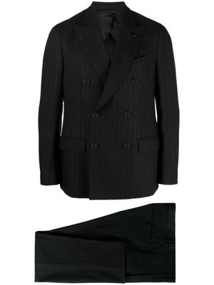 Lardini pinstripe-pattern double-breasted suit - Black