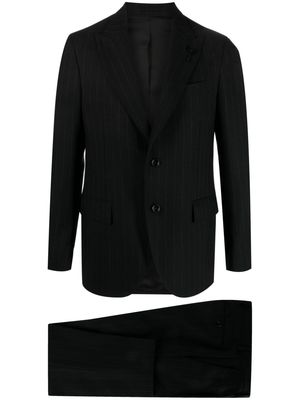 Lardini pinstripe single-breasted wool blend suit - Black