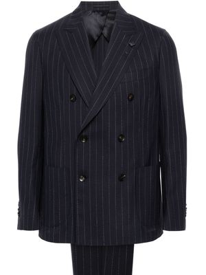 Lardini pinstriped double-breasted wool suit - Blue