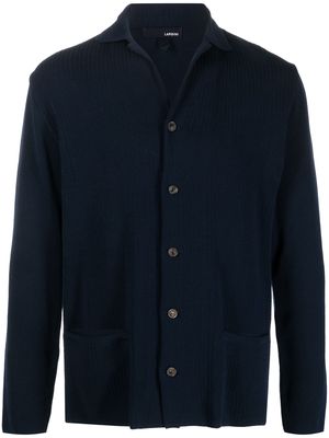 Lardini ribbed-knit collared cardigan - Blue