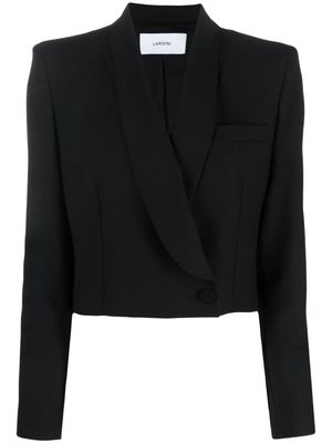 Lardini shawl-lapel cropped wool blazer - Black