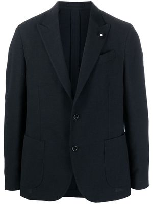 Lardini single-breasted logo-embroidered blazer - Blue