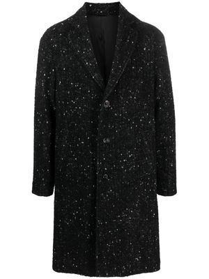 Lardini single-breasted speckled tweed coat - Black