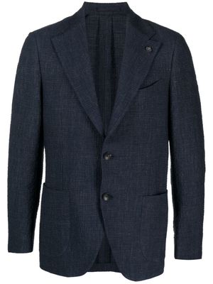 Lardini single-breasted textured blazer - Blue