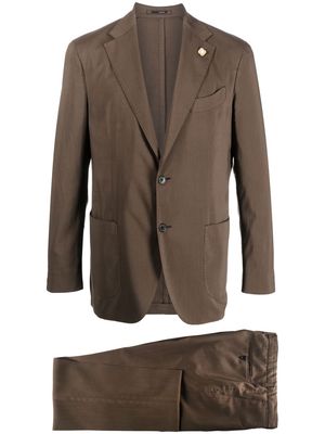 Lardini single-breasted woolen suit - Brown