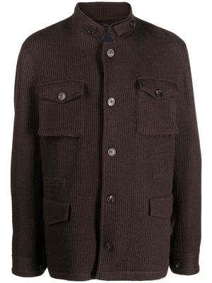 Lardini stand-collar wool jacket - Brown