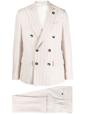 Lardini stripe-print double-breasted suit - Neutrals