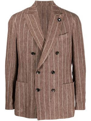 Lardini stripe-print single-breasted blazer - Brown