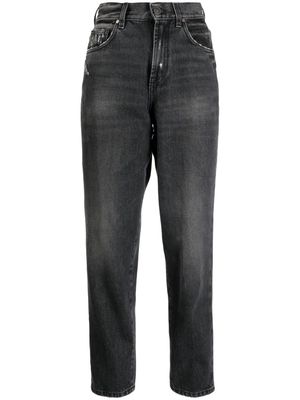 Lardini washed-denim cropped jeans - Black