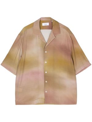 Lardini watercolour button-up shirt - Brown