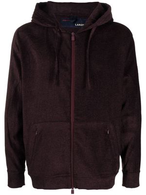 Lardini zip-up drawstring hoodie - Brown