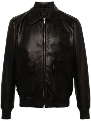 Lardini zip-up leather bomber jacket - Black