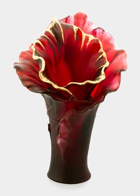 Large Arum Vase In Red With Gold