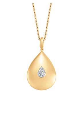 Large Aurora Illusion Pear 18K Gold & Diamond Pendant Necklace