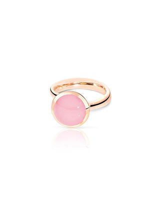 Large Bouton Pink Chalcedony Cabochon Ring, Size 7/54