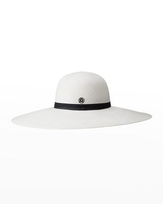 Large-Brim Faux-Leather Hat