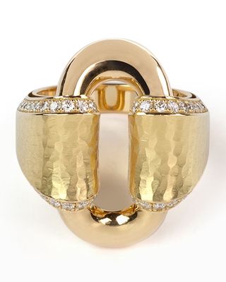 Large Diamond Buckle Ring, Size 7