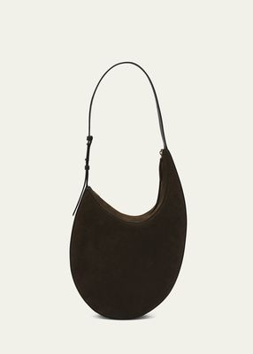 Large Drop Suede and Leather Shoulder Bag