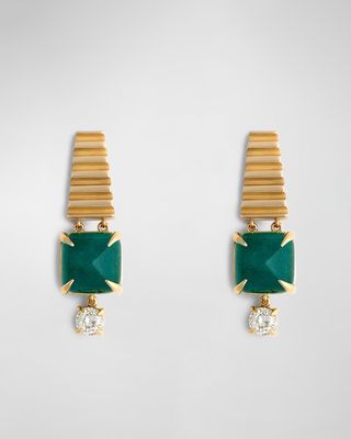 Large Emerald & Diamond Drop Earrings