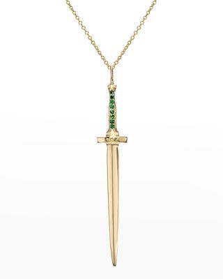 Large Emerald Dagger Necklace