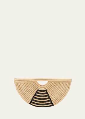 Large Half Moon Raffia Top-Handle Bag