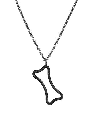 Large Hollow Diamond Dog Pendant Necklace
