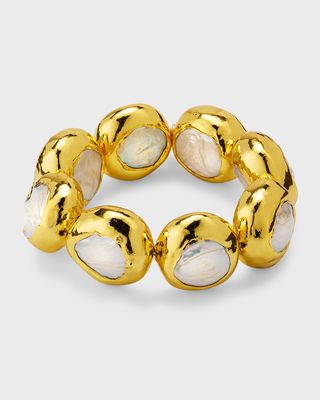 Large Pearl and Gold-Plated Stretch Bracelet