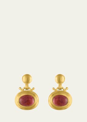 Large Pink Tourmaline Bell Earrings