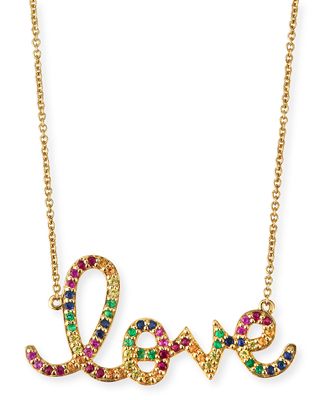 Large Rainbow Sapphire Love Necklace