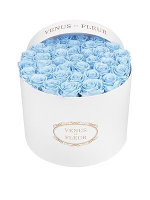 Large Round Box with Eternity Roses - Baby Blue - Baby Blue