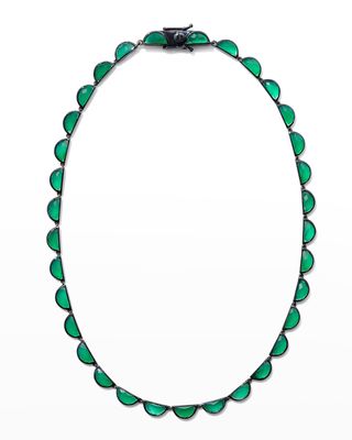 Large Scallop Riviere Necklace in Green Onyx