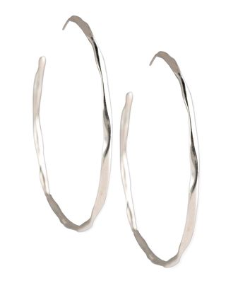 Large Squiggle Hoop Earrings in Sterling Silver