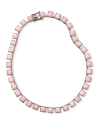Large Tile Riviere Necklace in Pink Opal