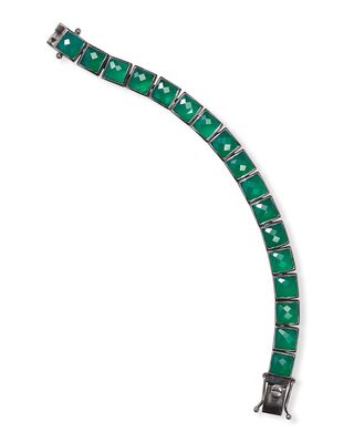 Large Tile Tennis Bracelet in Green Onyx
