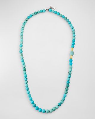 Large Turquoise Beaded Necklace, 34"L