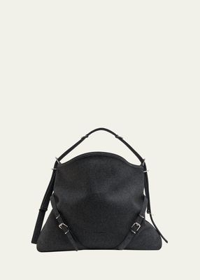 Large Voyou Shoulder Bag in Leather, Nylon, and Wool