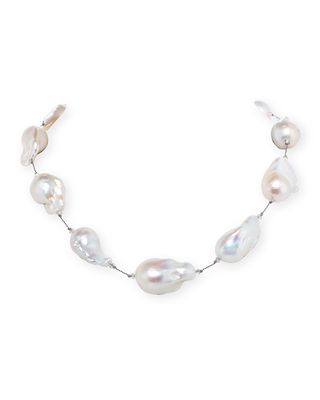 Large White Baroque Pearl Necklace