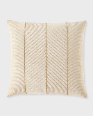 Larrisa Geo Metallic and Beaded Velvet Decorative Pillow, 22" Square