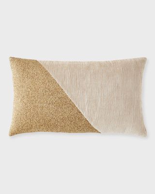 Larrisa Pleated and Beaded Velvet Decorative Pillow, 14" x 24"