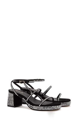 LARROUDE Gio Ankle Strap Sandal in Black/Crystal