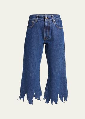 Laser-Cut Cropped Jeans