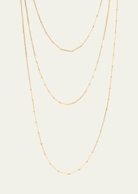 Laser Mini Rectangle Triple Strand Necklace