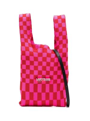 LASTFRAME checked intarsia-knit crossbody bag - Pink