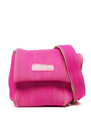 LASTFRAME Tie ribbed-knit crossbody bag - Pink