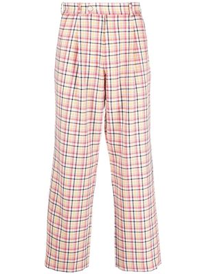 Late Checkout checked virgin-wool trousers - Yellow